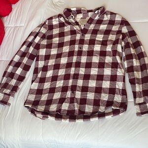 St. John's Bay Maroon and White Plaid Shirt